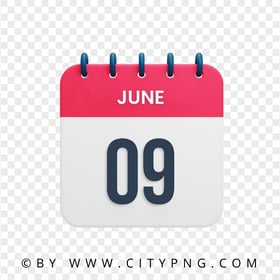 June 9th Date Vector Calendar Icon HD PNG