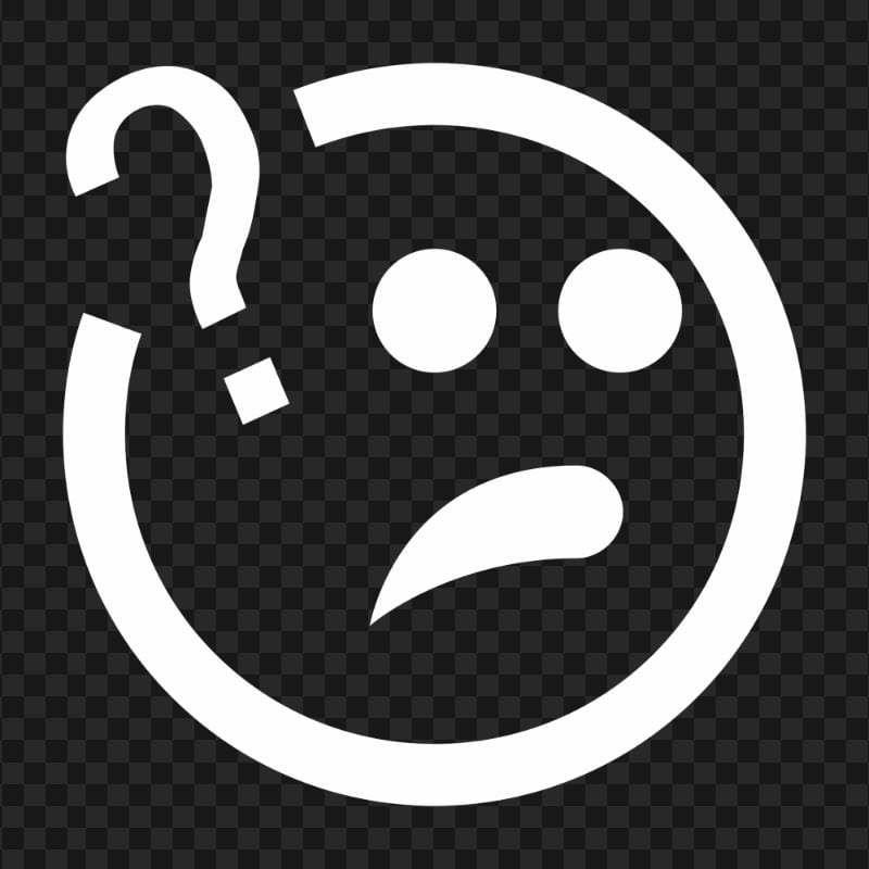 Emoji Confused Asking Question Face White Icon PNG