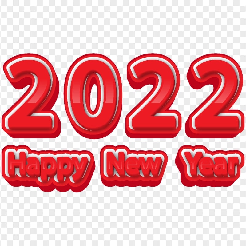 Red 2022 Happy New Year Text Illustration FREE PNG