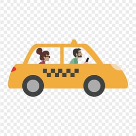 Vector Cartoon Taxi Car Passenger Client PNG
