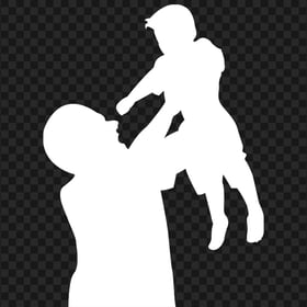 HD Father And Baby White Silhouette Transparent PNG