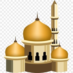 Golden Mosque Illustration Cartoon Islamic Icon