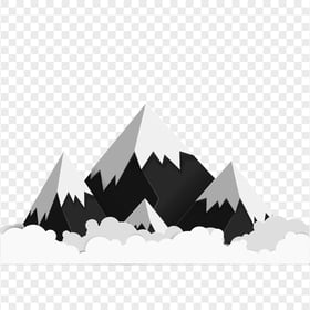 Black And White Origami Mountains Illustration PNG