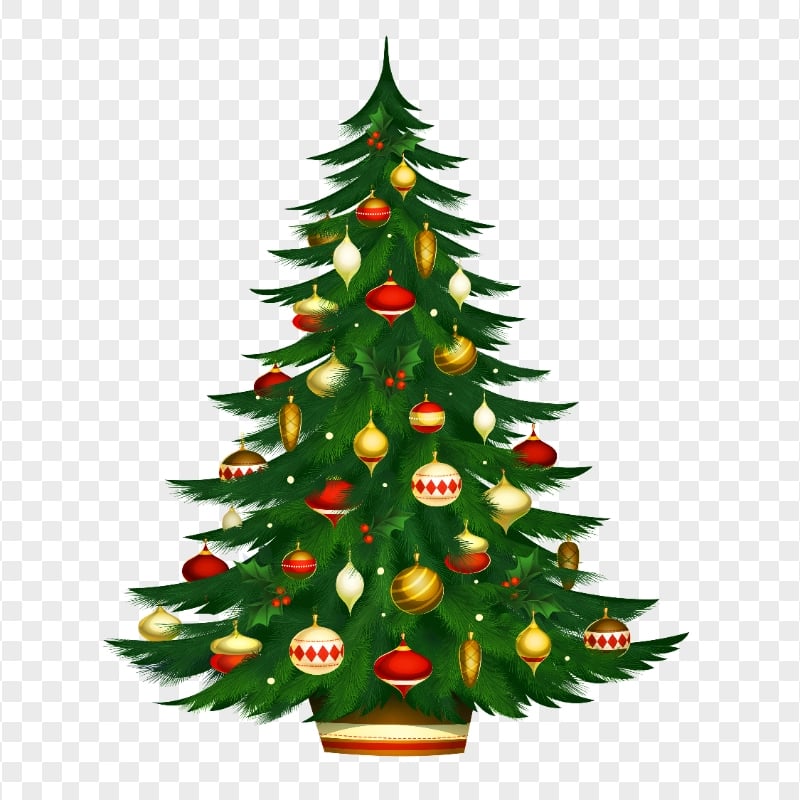 HD Beautiful Cool Christmas Tree Decorated Illustration PNG