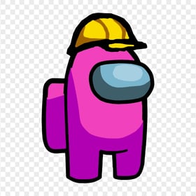HD Pink Among Us Character With Hard Construction Hat PNG