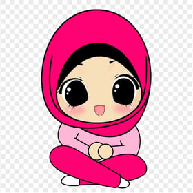 Muslim Hijab Girl Child Cartoon Character