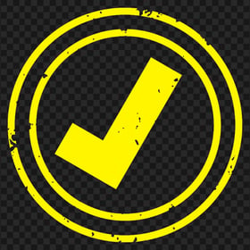 HD Yellow Round Yes Tick Check Mark Stamp PNG