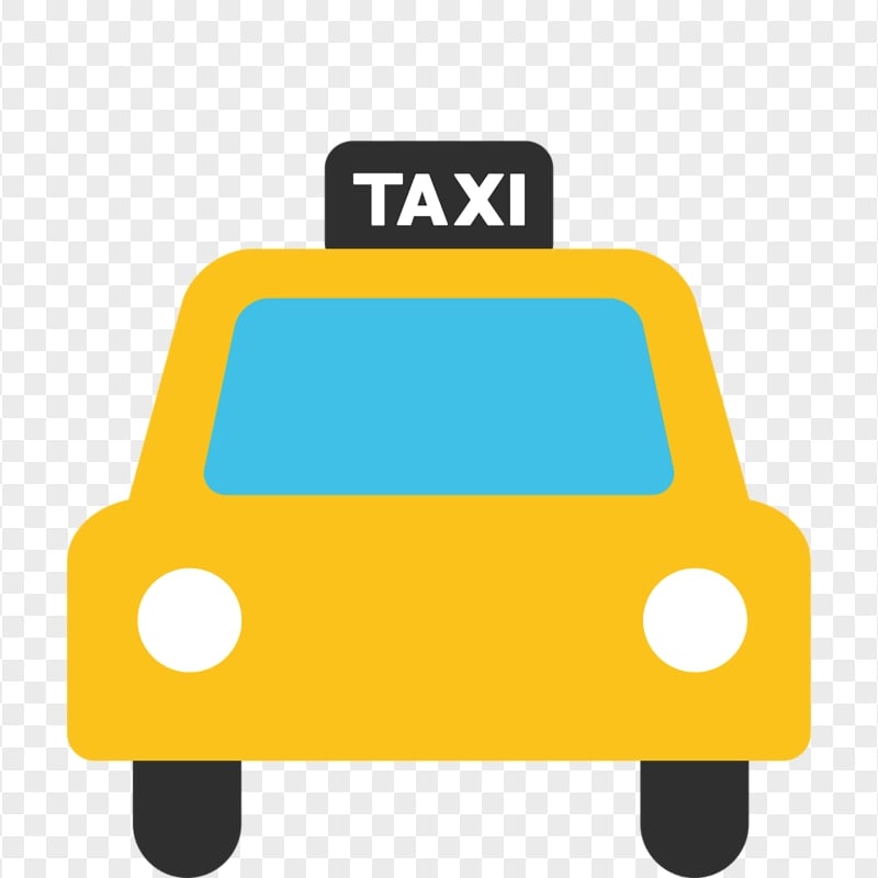 Vector Cartoon Taxi Cab Car Front View PNG