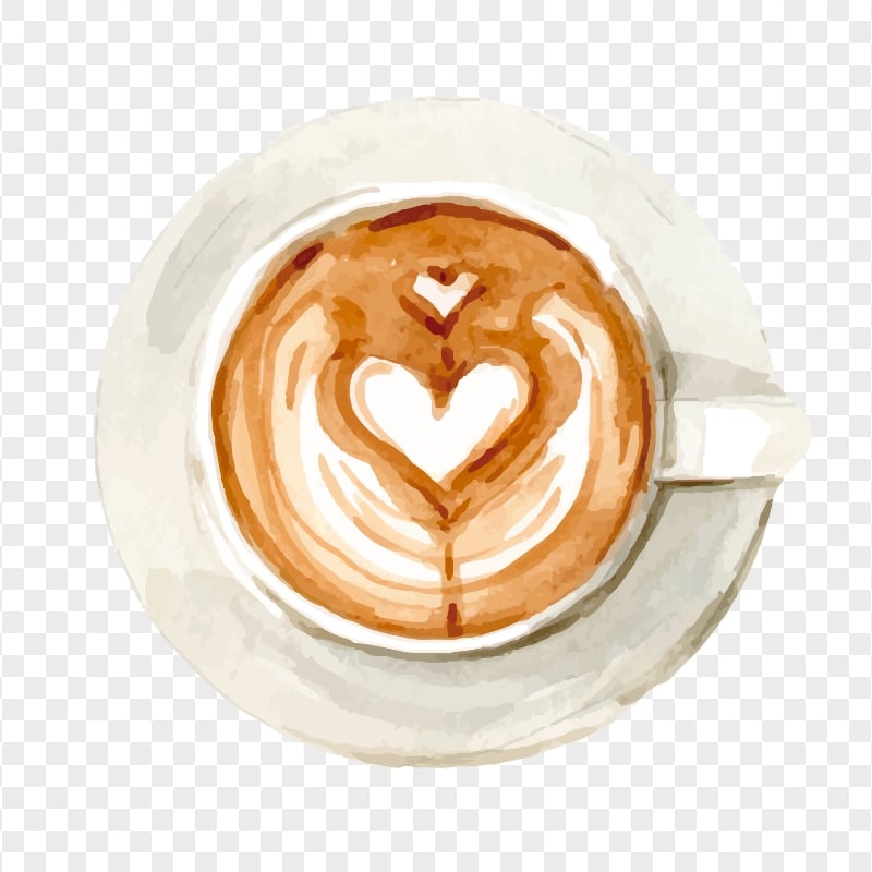 Watercolor Painting Coffee Lovers Cup Mug Top View PNG | Citypng