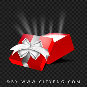Open Red Gift Box With Light Sparkling Effect PNG