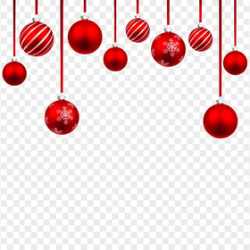 Hanging Red Christmas Ornament Balls PNG Image