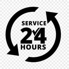 24 Hours Service Black Logo Icon Sign PNG