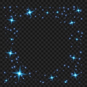 HD Blue Glowing Luminous Stars Square Frame PNG