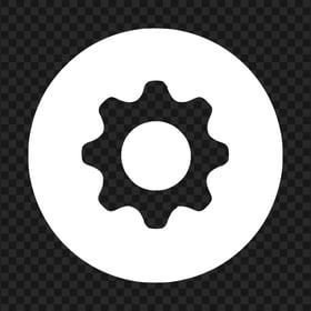 HD White Round Cog Gear Icon PNG