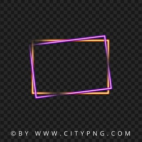 Purple And Orange Neon Double Frame HD PNG