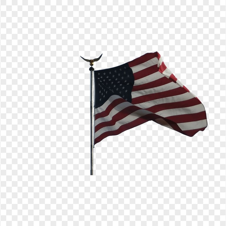 Flag Of United States On Pole With Eagle On Top