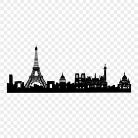 Eiffel Tower Skyline Paris City Black Silhouette PNG