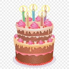 Chocolate Birthday Cake With Candles Illustration PNG