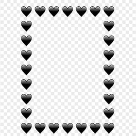 HD Black Hearts Emoji Vertical Frame PNG