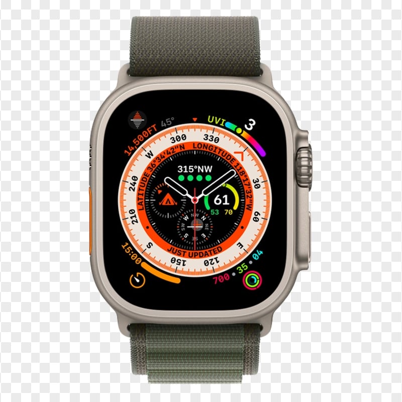 Apple Watch Ultra Green Alpine Front View PNG