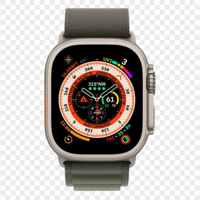 Apple Watch Ultra Green Alpine Front View PNG