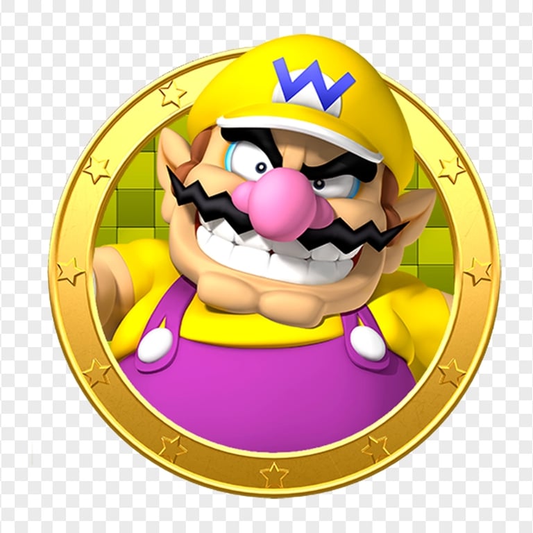 HD Cartoon Mario Golf Wario Face Logo PNG