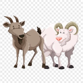 Cartoon Illustration Cow And Goat PNG