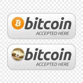 HD Two Bitcoin Accepted Here Buttons Stickers PNG