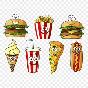 HD Fast Food Items Cartoon Characters PNG