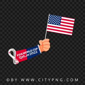 USA World Cup 2022 Hand Holding Flag Pole HD PNG