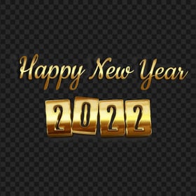 HD Golden Gold Happy New Year 2022 Text PNG