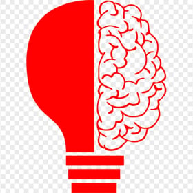HD Red Light Bulb Brain Idea Icon PNG