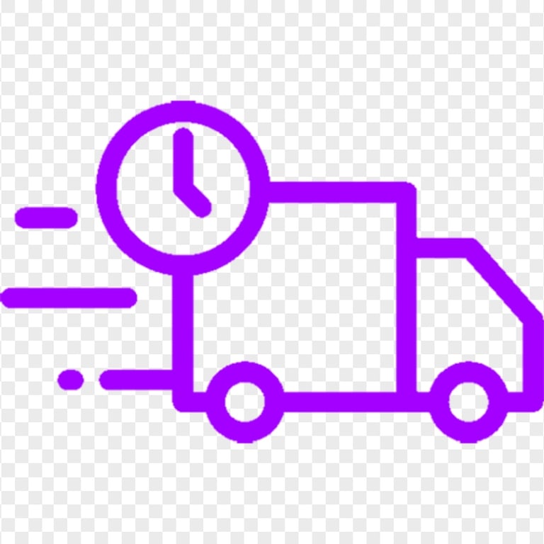 HD Fast Delivery Shipping Car Truck Purple Icon Transparent Background