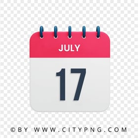 17th July Date Icon Calendar HD Transparent Background