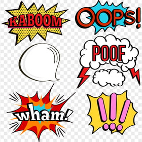 Comic Collection Words Expressions PNG