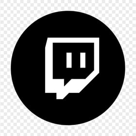 HD Black & White Twitch TV Round Icon Transparent Background PNG