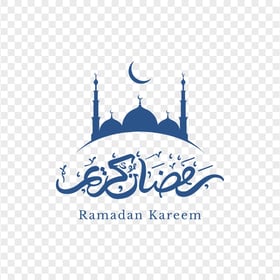 Blue Ramadan Kareem Mosque Moon Logo Icon