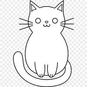 Cute Kitten Sitting Drawing Outline HD Transparent PNG