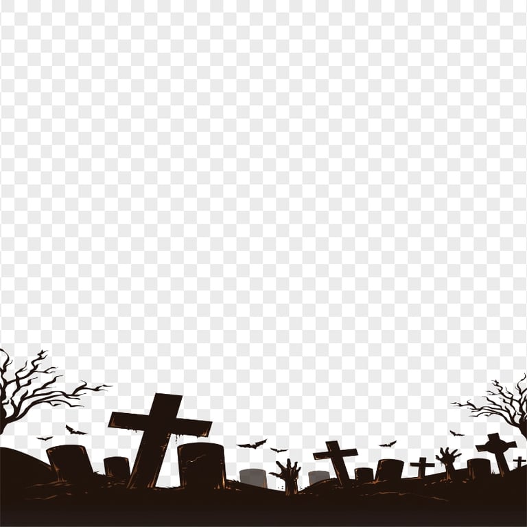 Graveyard Cemetery Deaths Bats Halloween  Illustration PNG