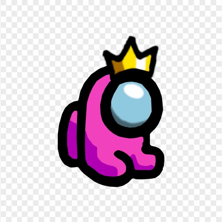 HD Pink Among Us Mini Crewmate Baby With Crown Hat PNG