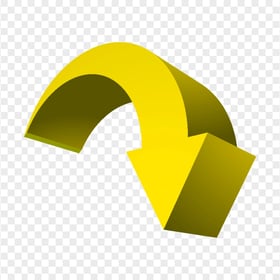 HD Yellow 3D Curved Arrow Pointing Down PNG