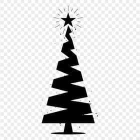 HD Flat Black Vector Christmas Tree Icon Silhouette PNG