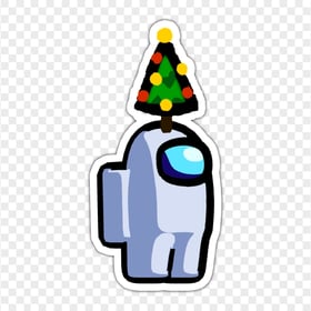HD White Among Us Crewmate Character With Christmas Tree Hat Stickers PNG