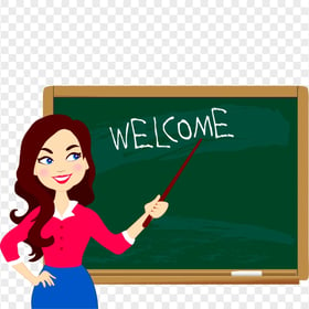 Cartoon Teacher Chalkboard Welcome Back To School