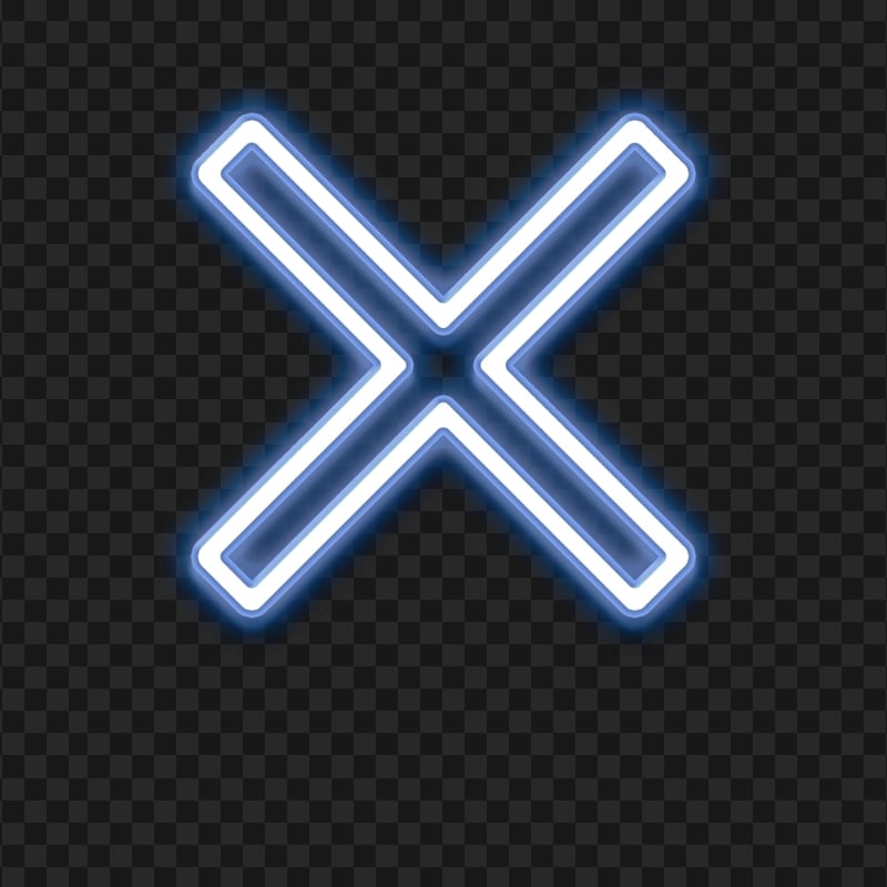 HD PS Controller X Cross Neon Button Icon PNG