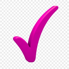 HD Tick Check Correct True Done Mark 3D Pink Icon PNG