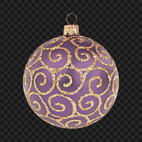 Purple & Gold Christmas Ornament Bauble FREE PNG