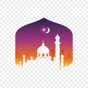 Creative Purple Ramadan Card Poster Mosque Design