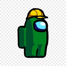 HD Green Among Us Character With Hard Hat PNG