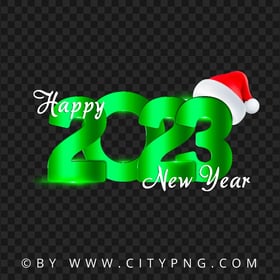 2023 Happy New Year Green Numbers With Santa Hat PNG